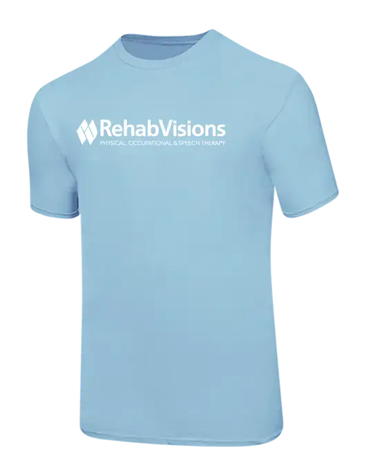 Ring Spun Light Blue 4.5 oz T-Shirt w/RehabVisions Logo