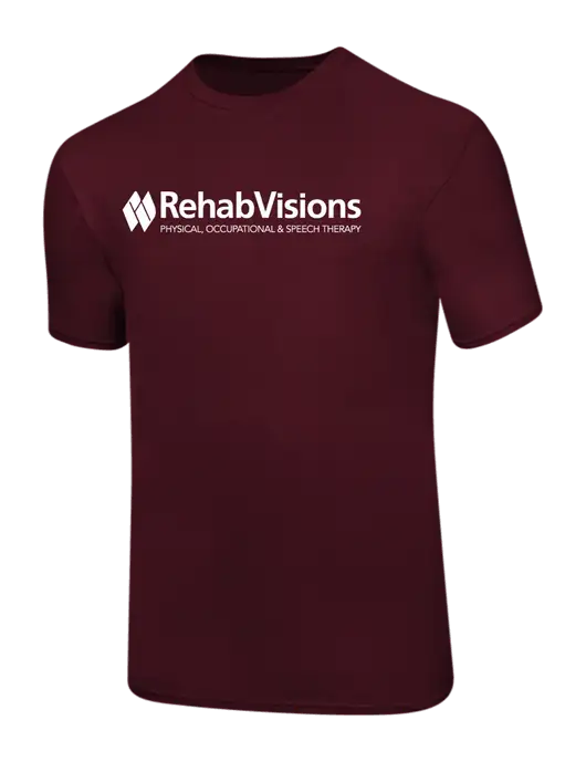 Ring Spun Maroon 4.5 oz T-Shirt w/RehabVisions Logo