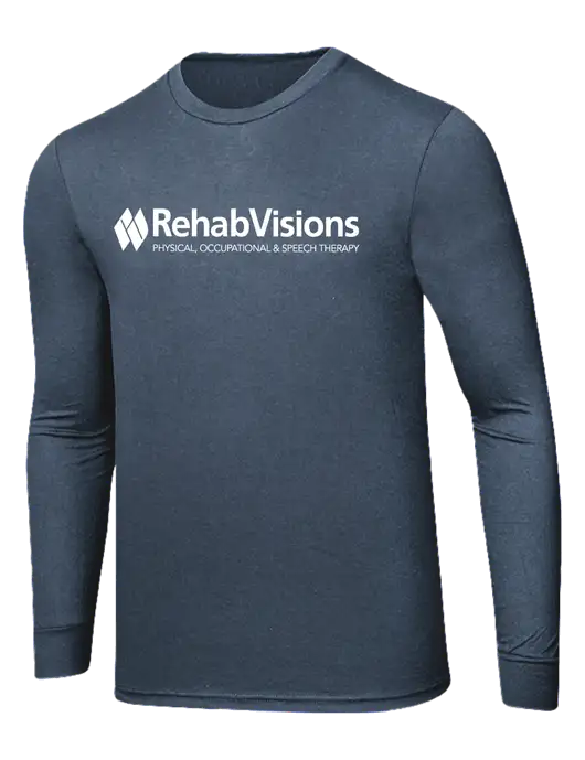 Simply Soft Long Sleeve Navy Frost 4.5 oz, Poly/Combed Ring Spun Cotton T-Shirt w/RehabVisions Logo