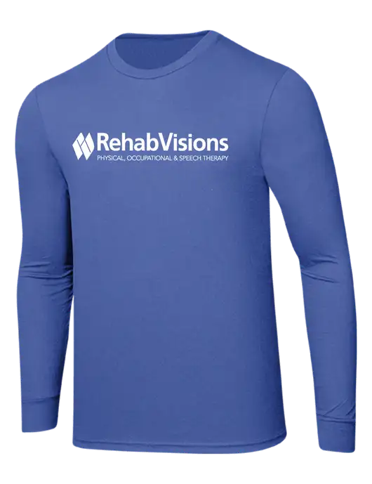 Simply Soft Long Sleeve Royal Frost 4.5 oz, Poly/Combed Ring Spun Cotton T-Shirt w/RehabVisions Logo