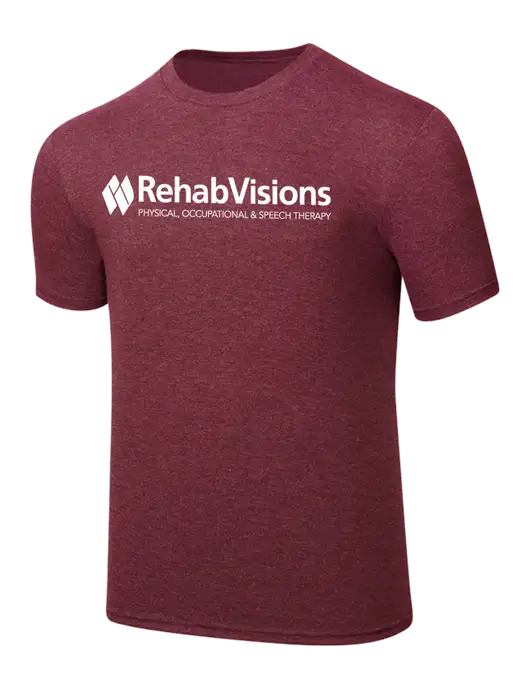Simply Soft Maroon Frost 4.5oz  Poly/Combed Ring Spun Cotton T-Shirt w/RehabVisions Logo