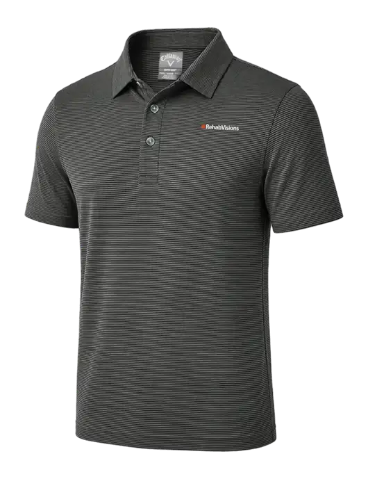 Callaway Black Fine Line Stripe Polo w/RehabVisions Logo