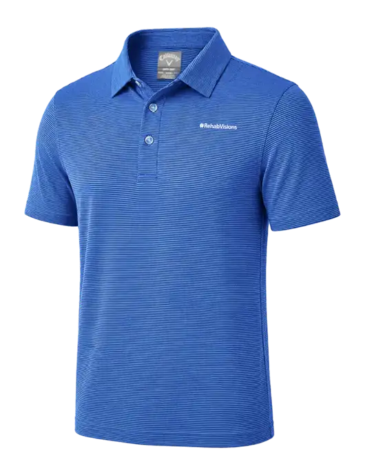 Callaway Royal Blue Fine Line Stripe Polo w/RehabVisions Logo