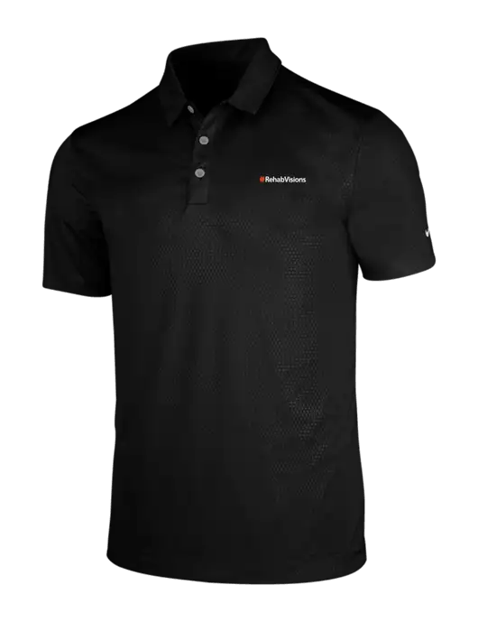 NIKE Black Dri-Fit Embossed Tri-Blade Polo w/RehabVisions Logo