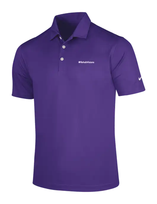 NIKE Purple Dri-Fit Vertical Mesh Polo w/RehabVisions Logo