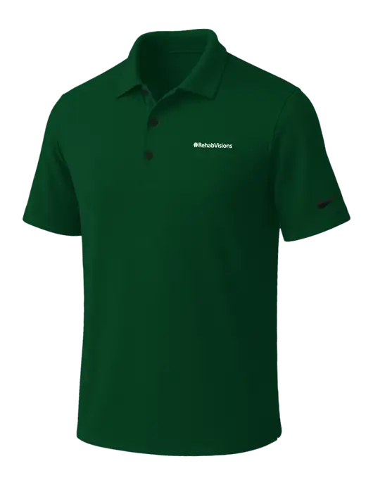 NIKE Dark Green Dri-Fit Micro Pique Polo w/RehabVisions Logo