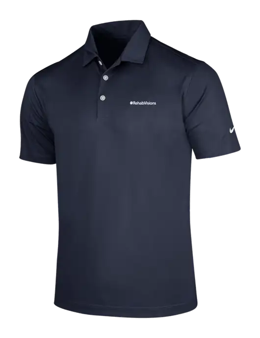 NIKE Dark Navy Dri-Fit Vertical Mesh Polo w/RehabVisions Logo