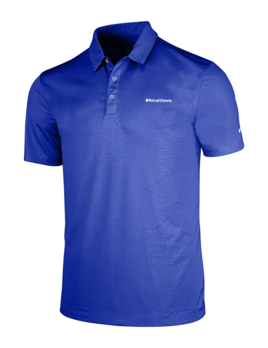 NIKE Dark Royal Dri-Fit Embossed Tri-Blade Polo w/RehabVisions Logo