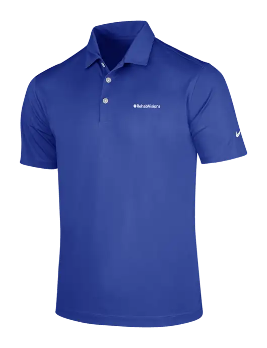 NIKE Dark Royal Dri-Fit Vertical Mesh Polo w/RehabVisions Logo