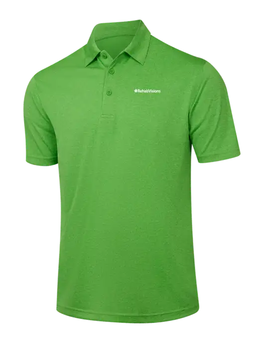 Kelly Green Heather Contender Polo w/RehabVisions Logo