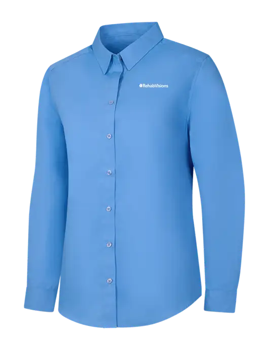 Womens Carolina Blue Long Sleeve Carefree Poplin Shirt w/RehabVisions Logo