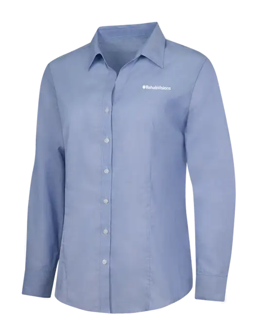 Light Slate Blue Womens Crosshatch Easy Care Shirt w/RehabVisions Logo