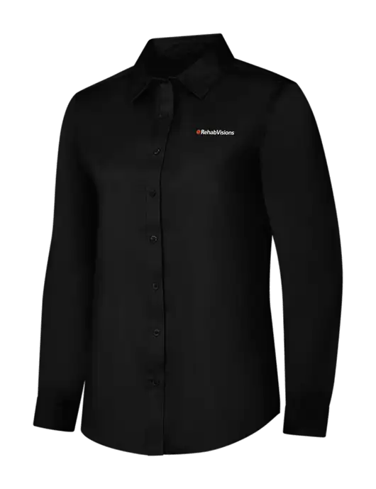 Womens Black Long Sleeve Superpro React Twill Shirt w/RehabVisions Logo