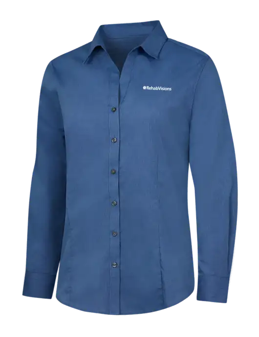 Light Navy Womens Crosshatch Easy Care Shirt w/RehabVisions Logo
