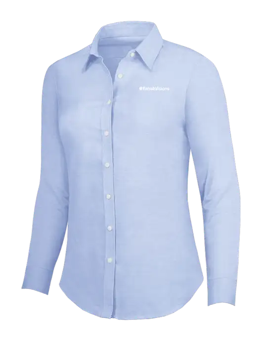 Light Blue Womens SuperPro Oxford Shirt w/RehabVisions Logo