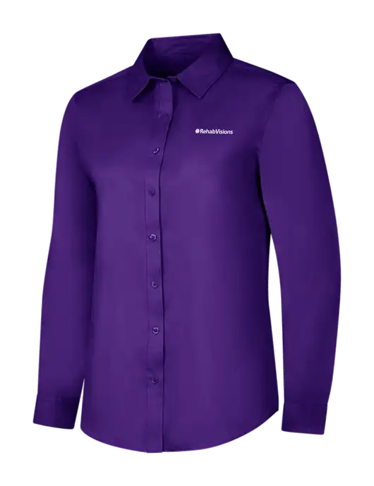 Purple Womens Long Sleeve Superpro React Twill Shirt w/RehabVisions Logo