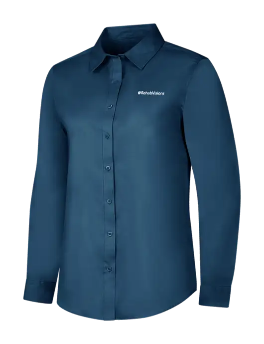 Light Navy Womens Long Sleeve Superpro React Twill Shirt w/RehabVisions Logo