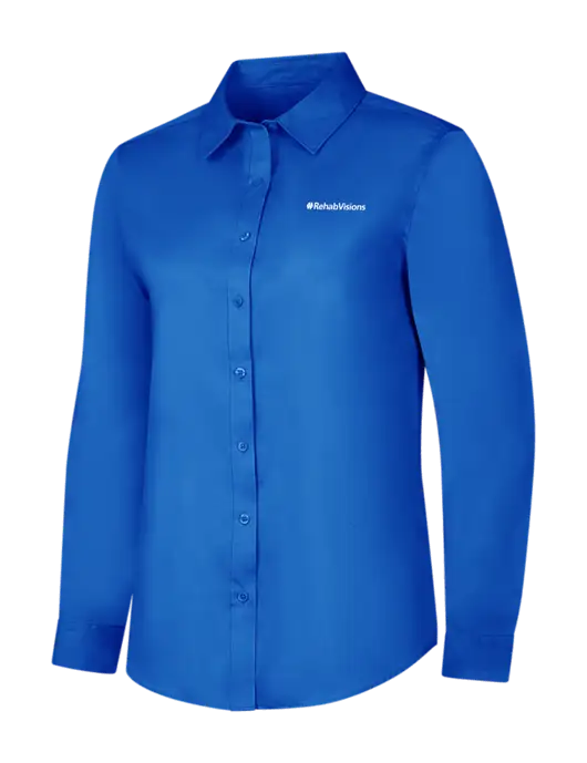 Womens Long Sleeve Royal Blue Superpro React Twill Shirt w/RehabVisions Logo