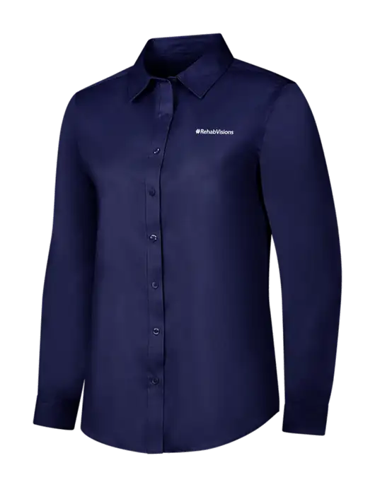 Navy Womens Long Sleeve Superpro React Twill Shirt w/RehabVisions Logo