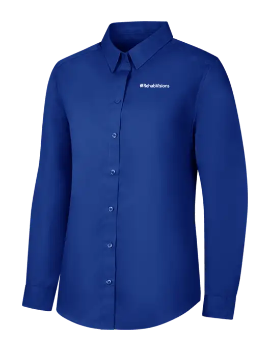 Womens Royal Long Sleeve Carefree Poplin Shirt w/RehabVisions Logo