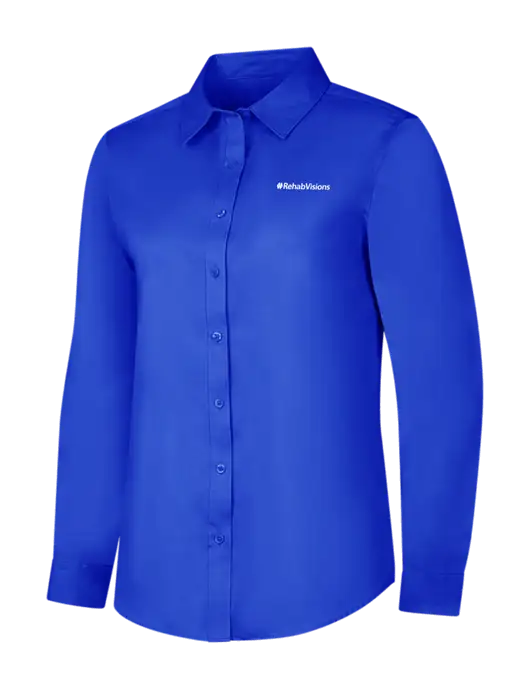Womens Long Sleeve Dark Royal Superpro React Twill Shirt w/RehabVisions Logo
