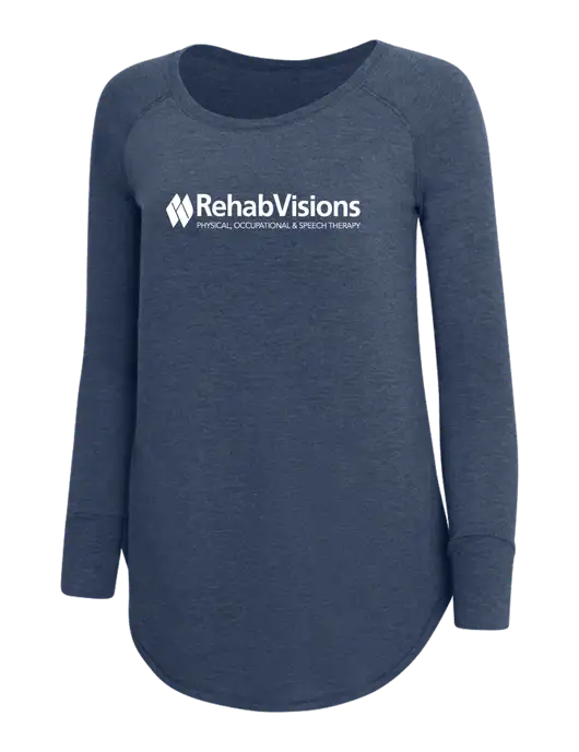 Womens Perfect Wide Collar Tunic Tri-Blend Navy Frost 4.5 oz T-Shirt w/RehabVisions Logo