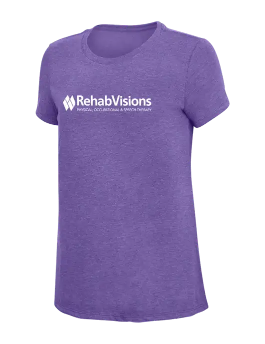 Womens Simply Soft Purple Frost 4.5oz  Poly/Combed Ring Spun Cotton T-Shirt w/RehabVisions Logo