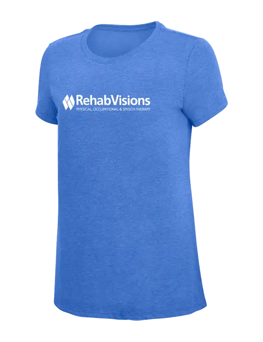 Womens Simply Soft Royal Frost 4.5oz  Poly/Combed Ring Spun Cotton T-Shirt w/RehabVisions Logo