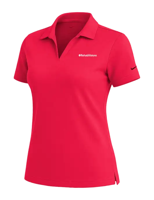 NIKE Red Womens Dri-Fit Micro Pique Polo w/RehabVisions Logo