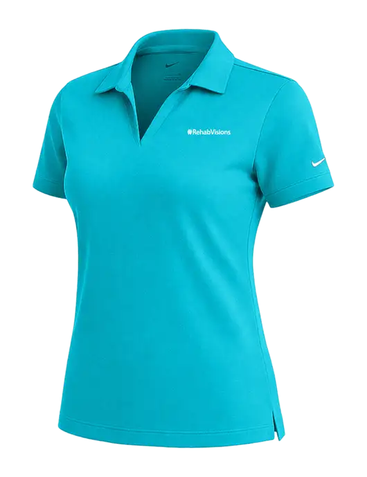 NIKE Sapphire Blue Womens Dri-Fit Micro Pique Polo w/RehabVisions Logo