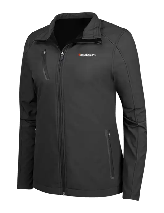 Black Womens Welded Softshell Jacket w/RehabVisions Logo