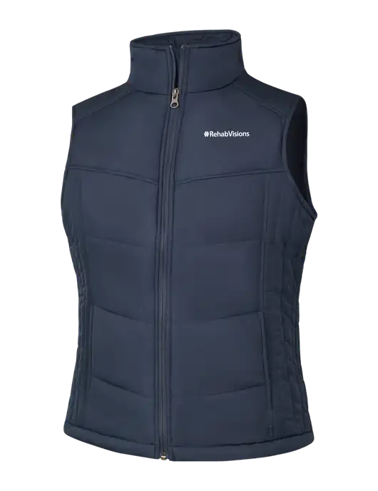  Womens Dark Slate/Black Puffy Vest w/RehabVisions Logo