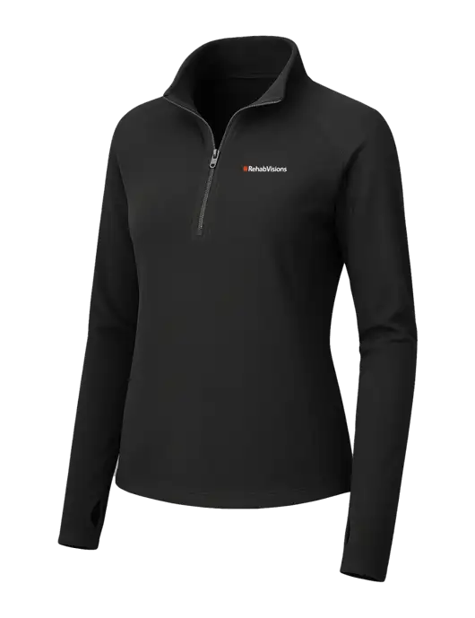 Womens Black Microfleece 1/2 Zip Pullover w/RehabVisions Logo