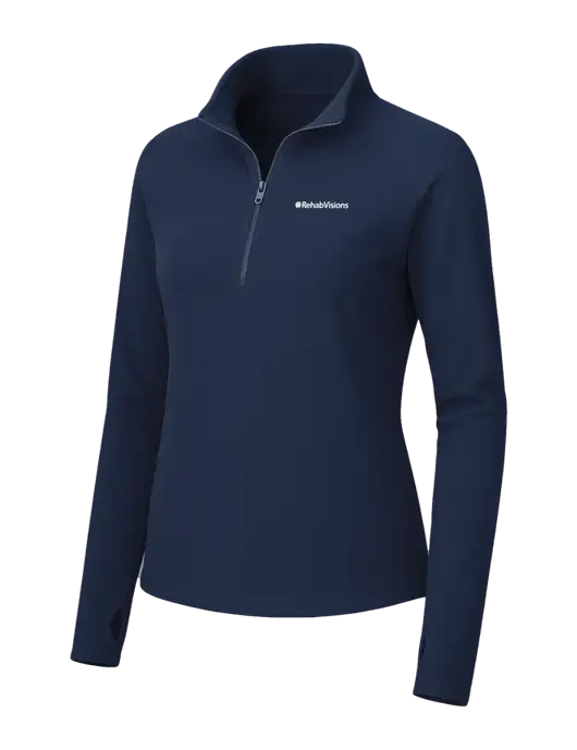 Womens Navy Microfleece 1/2 Zip Pullover w/RehabVisions Logo