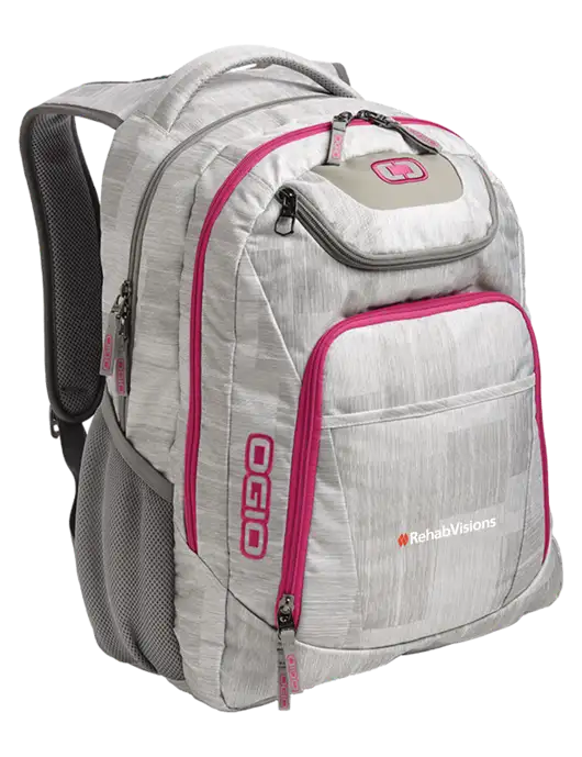 OGIO Light Grey/Pink Excelsior Laptop Backpack w/RehabVisions Logo