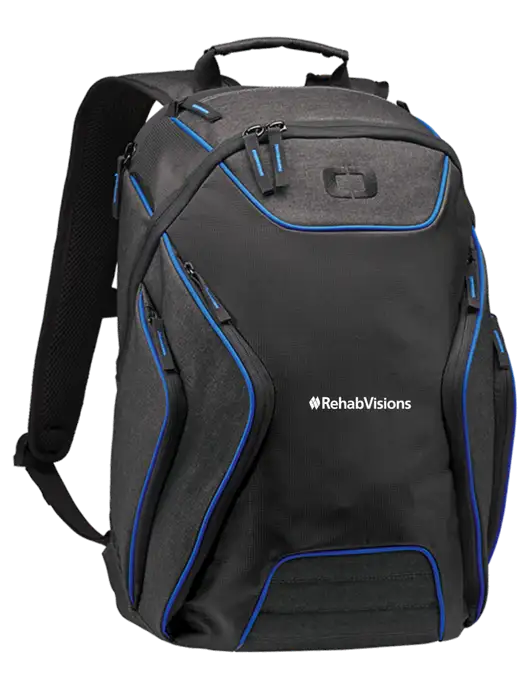 OGIO Royal Blue/Heather Grey Hatch Laptop Backpack
 w/RehabVisions Logo