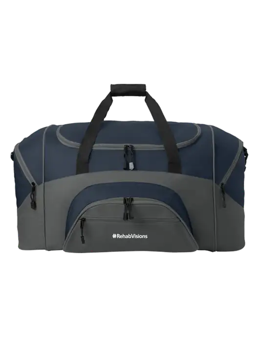 Standard Colorblock Navy/Dark Grey Sport Duffel w/RehabVisions Logo