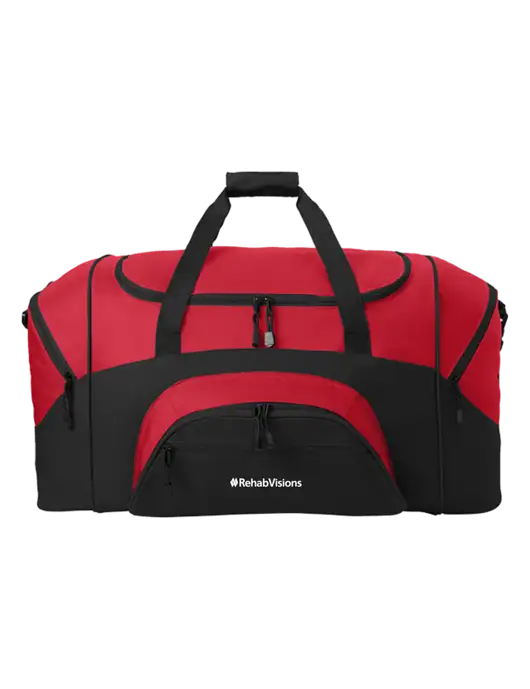 Standard Colorblock Red/Black Sport Duffel w/RehabVisions Logo