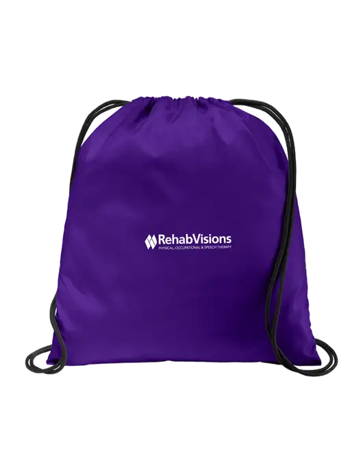Drawstring Purple Cinch Pack w/RehabVisions Logo
