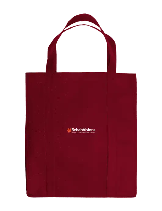 Eco Reusable Jumbo Maroon Shopping Bag w/RehabVisions Logo