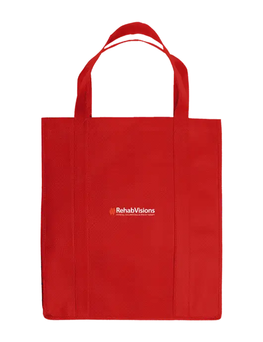 Eco Reusable Jumbo Red Shopping Bag w/RehabVisions Logo