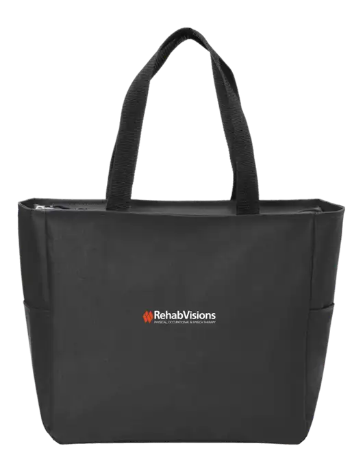 Everyday Black Zip Tote  w/RehabVisions Logo