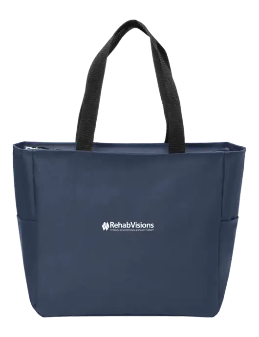 Everyday Navy Zip Tote  w/RehabVisions Logo