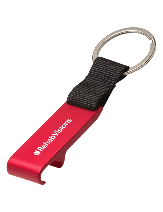 Red Bottle Opener & Key Ring w/RehabVisions Logo