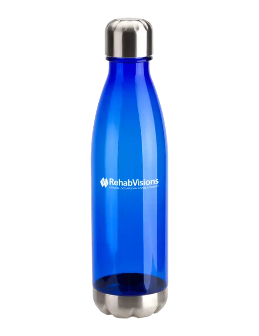Bayside Tritan Blue 25 oz Bottle with Stainless Base and Cap w/RehabVisions Logo
