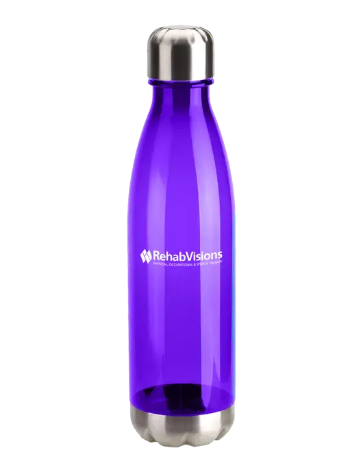 Bayside Tritan Purple 25 oz Bottle with Stainless Base and Cap w/RehabVisions Logo