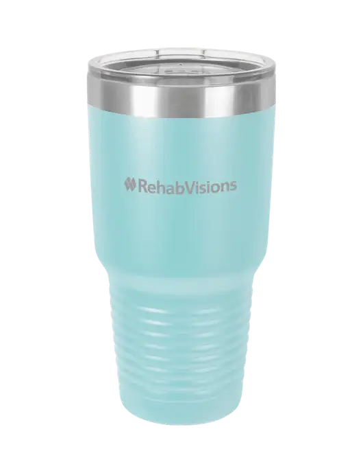 Polar Camel 30 oz Powder Coated Light Blue Vacuum Insulated Tumbler w/RehabVisions Logo