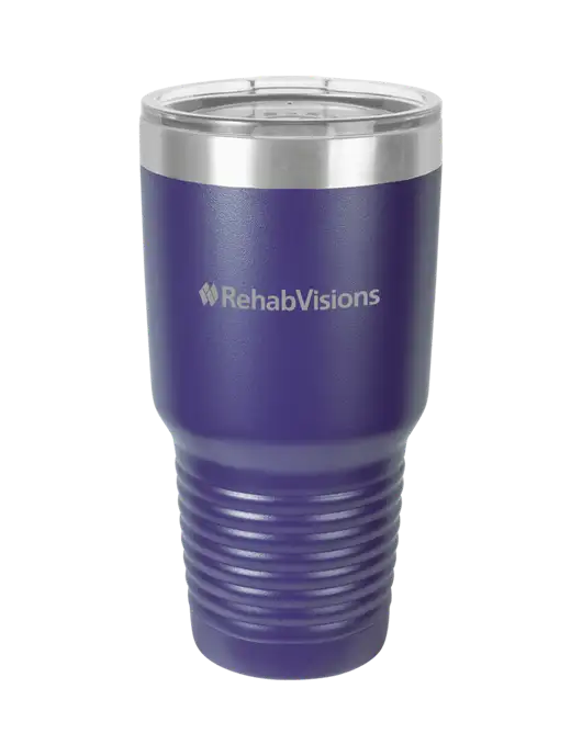 Polar Camel 30 oz Powder Coated Purple Vacuum Insulated Tumbler w/RehabVisions Logo