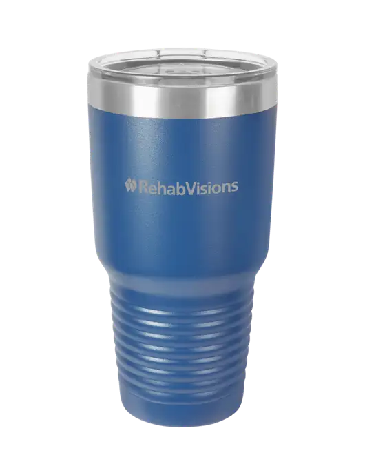 Polar Camel 30 oz Powder Coated Royal Vacuum Insulated Tumbler w/RehabVisions Logo