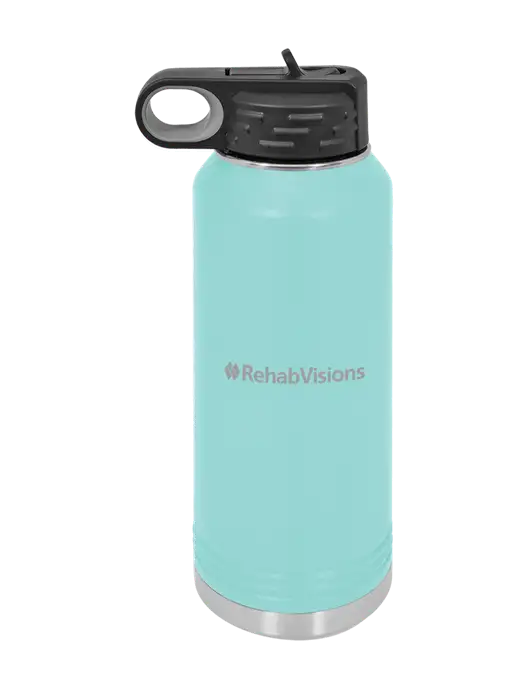 Polar Camel 32 oz Powder Coated Seafoam Vacuum Insulated Water Bottle w/RehabVisions Logo